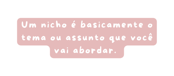 Um nicho é basicamente o tema ou assunto que você vai abordar